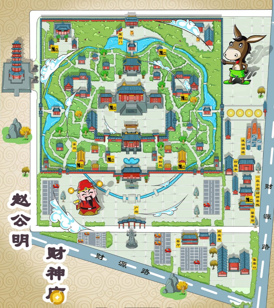 容县寺庙类手绘地图